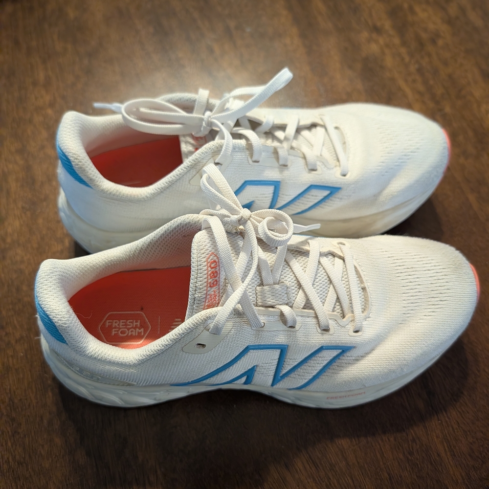New Balance Fresh Foam White and Blue Running Shoes